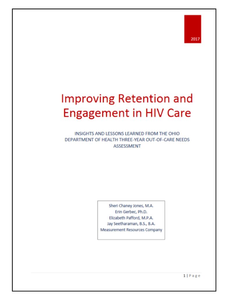 Image of report cover for Improving Retention and Engagement in HIV Care